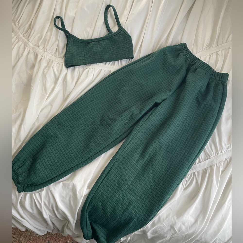 princess polly arabella green quilted two piece set🌿